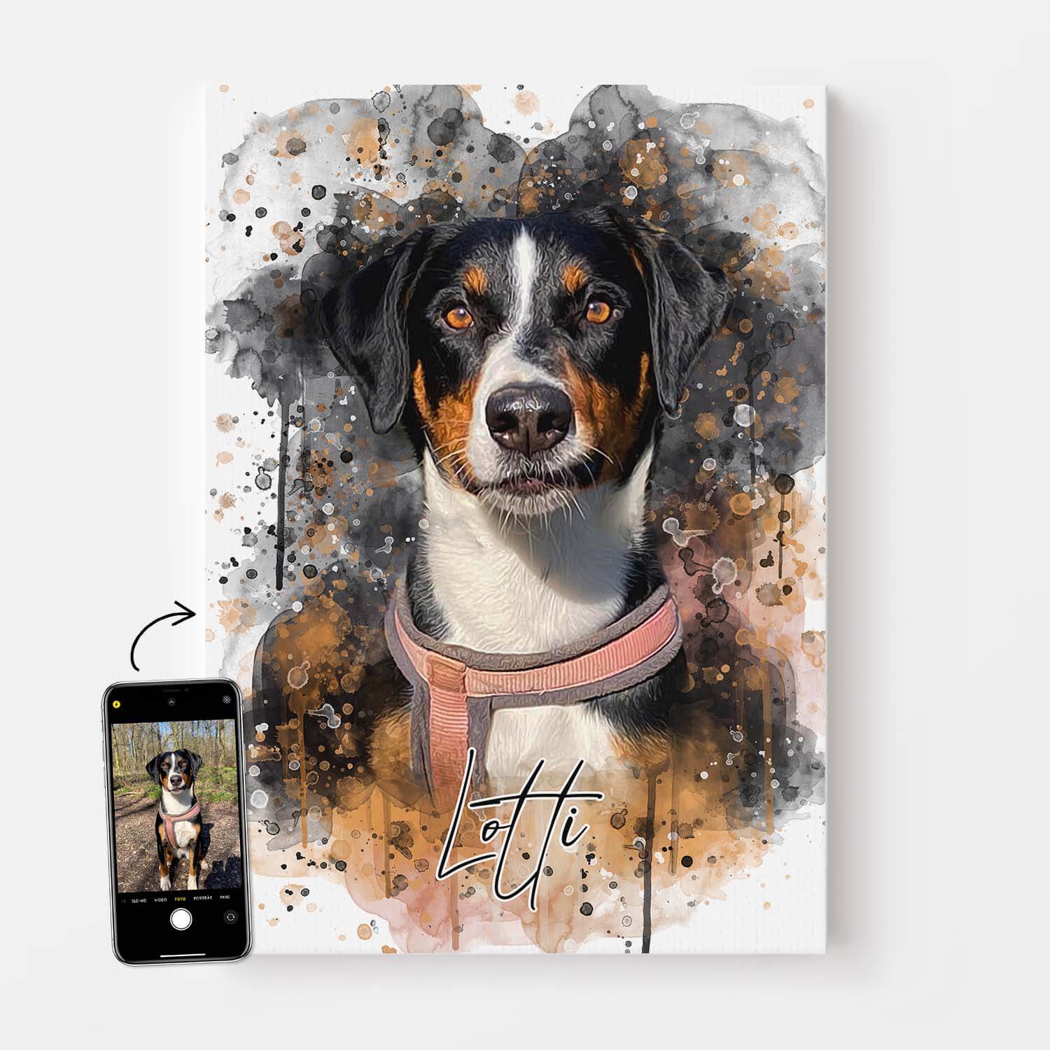 Hundeportrait auf Leinwand