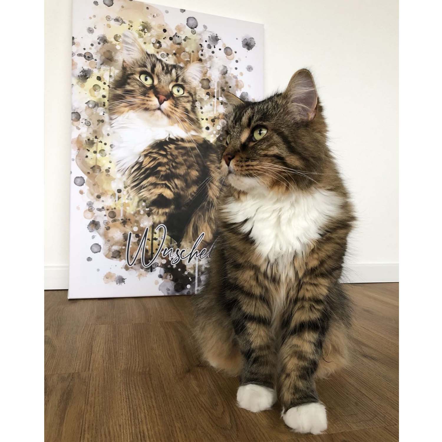 Katzenportrait auf Leinwand