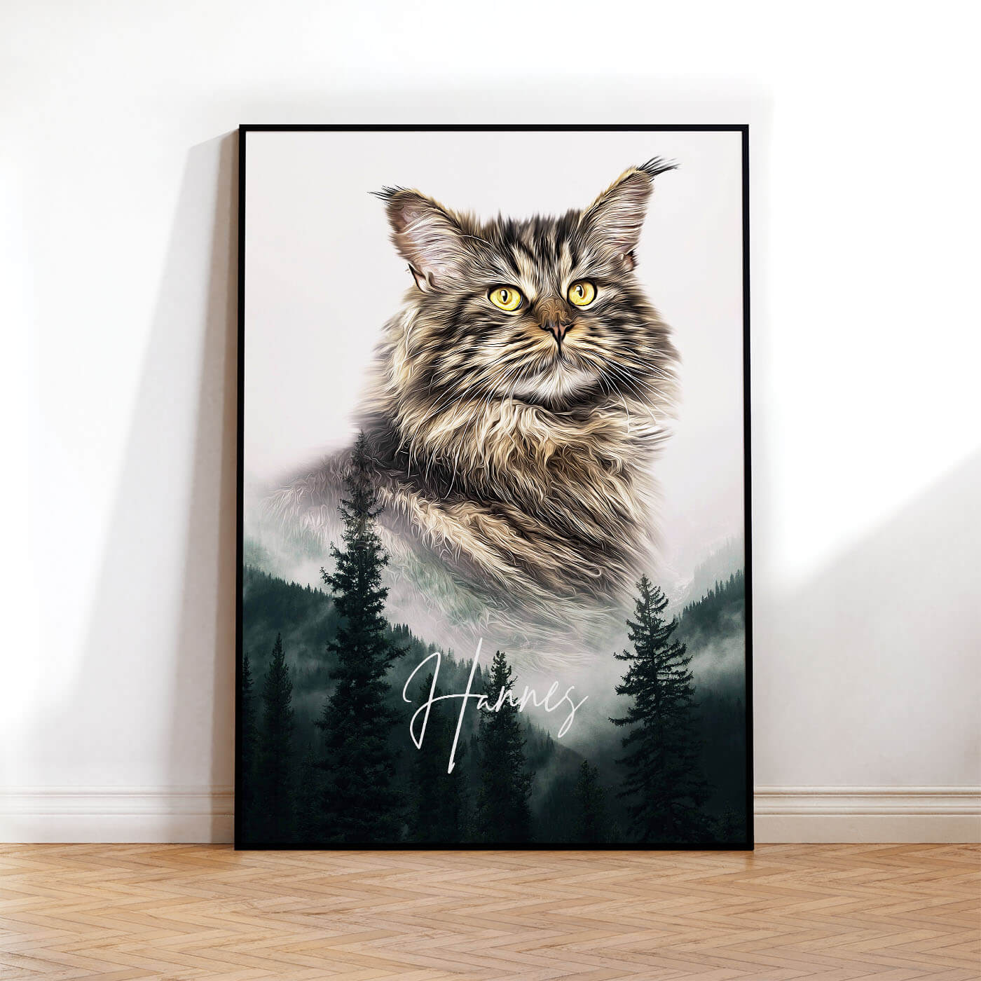 Katzenportrait Natur Stil Dunkel
