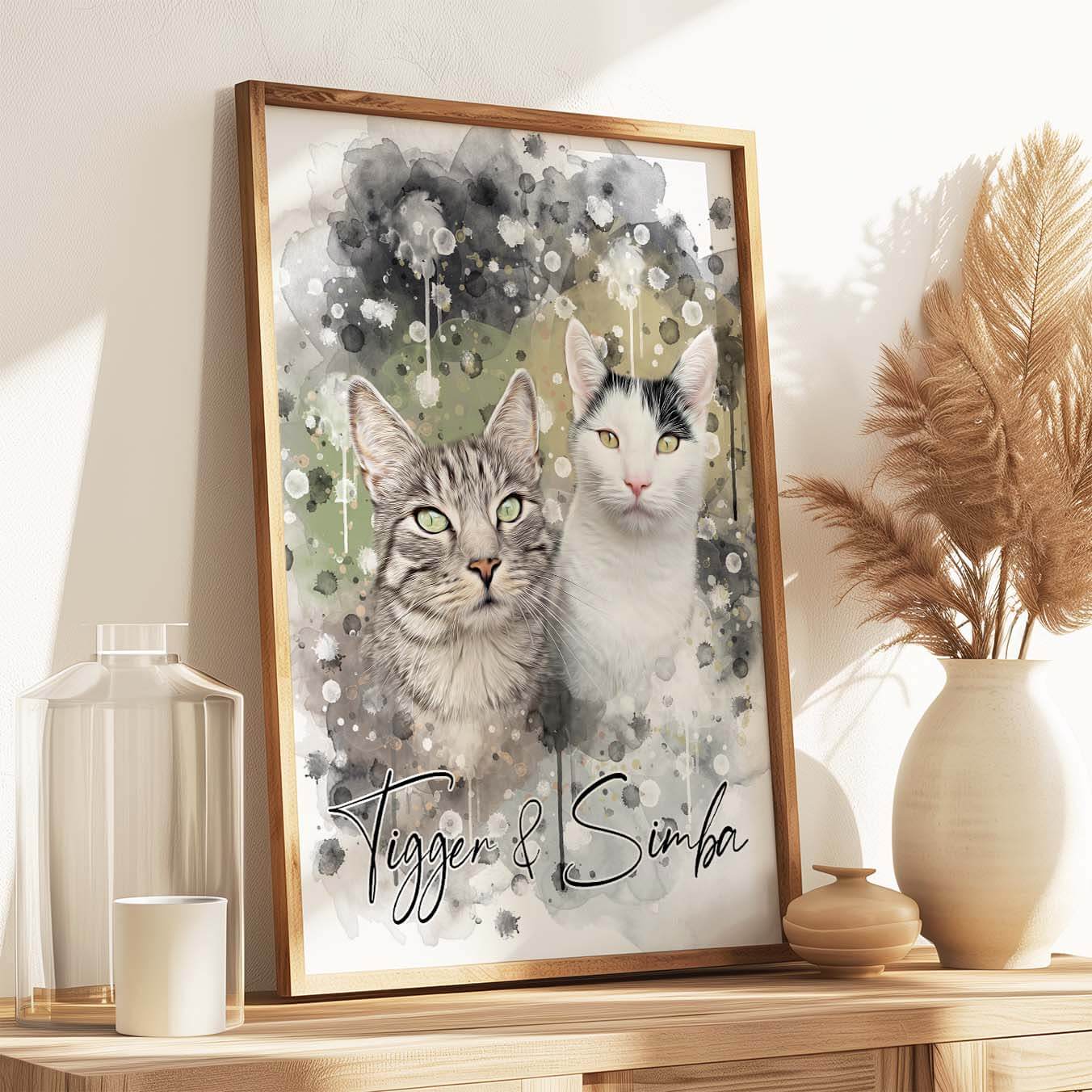 Katzenportrait Poster personalisiert Tierportrait 