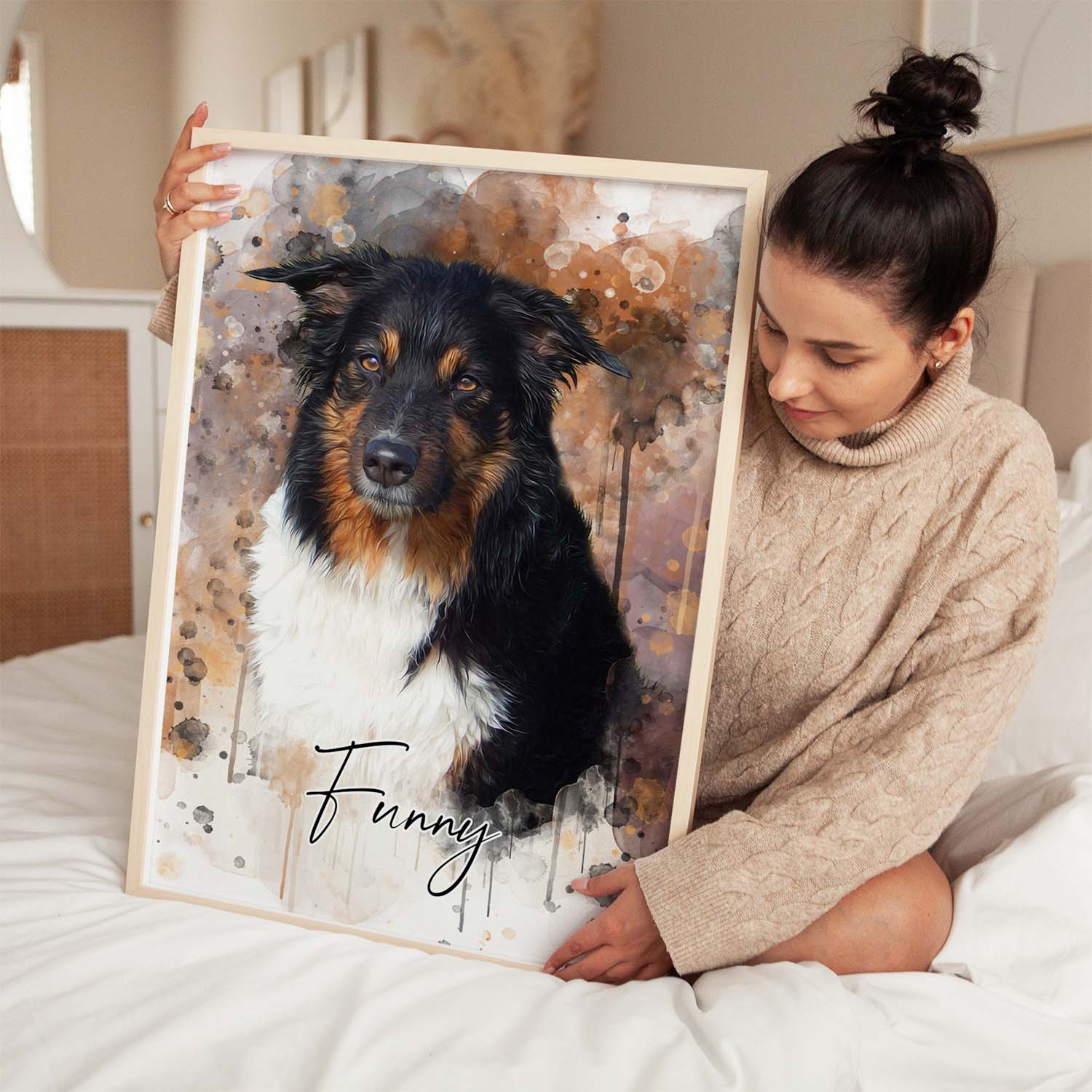 Tierportrait Wasserfarben personalisiert